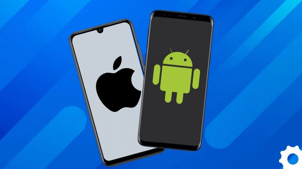 Ilustração de dois smartphones android e iOS